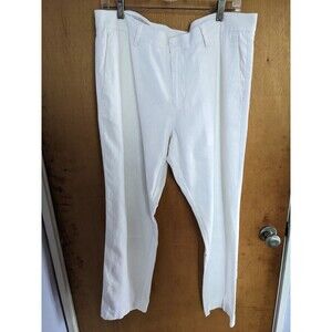 Perry Ellis Portfolio Travel Luxe White Linen Cotton Blend Pants Men's